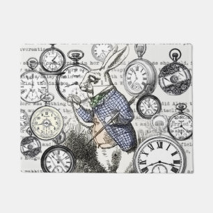 Paillasson Lapin Blanc Alice au Pays des Merveilles Horloges 
