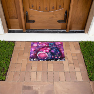 Paillasson Lapin De Glamour Lapin Violet Rose Whimsical Flora