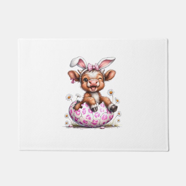 Paillasson Lapin de Pâques Vache Drôle Adorateur de Vaches Hi (Devant)