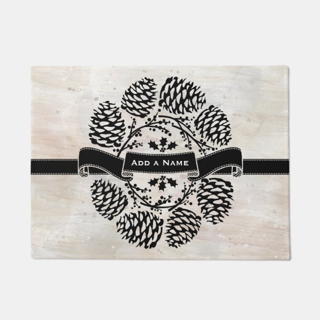 Paillasson Laurier rustique personnalisé de cônes de pin de (Devant)