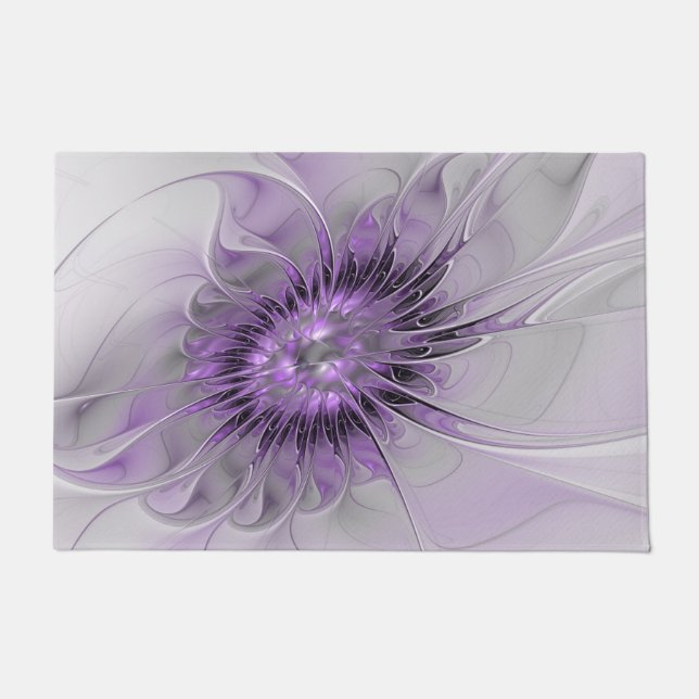 Paillasson Lavande Fleur Dream Moderne Abstrait Fractal Art (Devant)