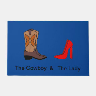 Paillasson Le cowboy et la dame personnalisée