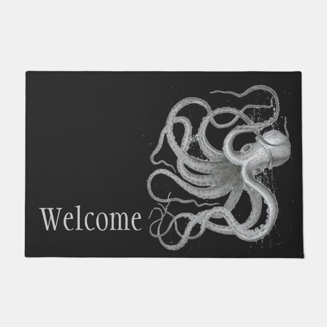 Paillasson Le cru nautique bienvenu de poulpe kraken la plage (Devant)