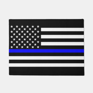 Paillasson Le drapeau graphique mince symbolique de Blue Line