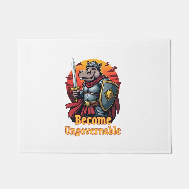 Paillasson Le guerrier épopé du gladiateur Moo Deng Hippo dev (Devant)