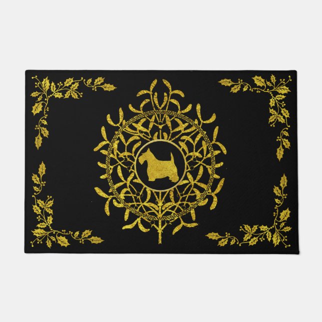 Paillasson Le gui et le houx de Scottie personnalisent (Devant)