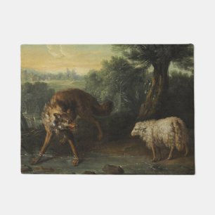 Paillasson Le loup et l'agneau (par Jean-Baptiste Oudry)