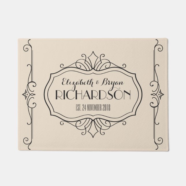 Paillasson Le monogramme élégant de mariage choisissent votre (Devant)