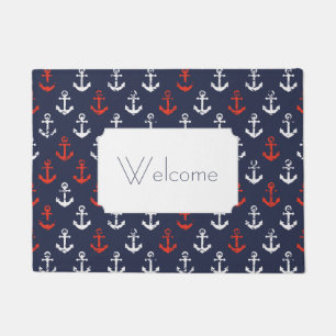 Paillasson Le motif blanc et bleu rouge   de marine ajoutent