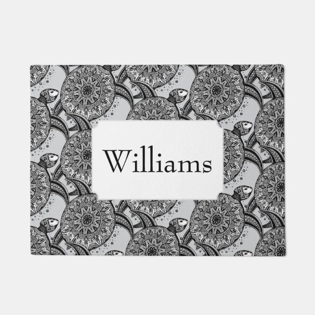 Paillasson Le motif | de tortue de style ajoutent votre nom (Devant)