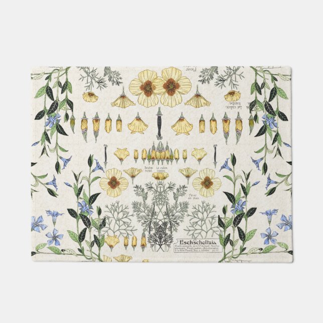 Paillasson Le pavot français de Nouveau d'art fleurit le (Devant)