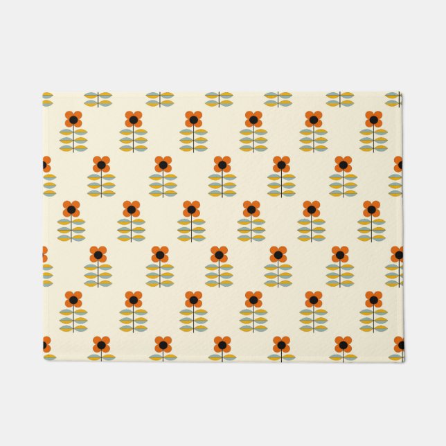 Paillasson Le Scandinave a inspiré le motif floral orange (Devant)