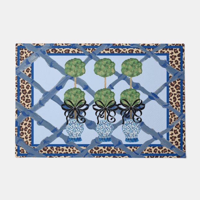 Paillasson Leopard TopiaryChinoiserie Ginger Jar Doormat tapi (Devant)