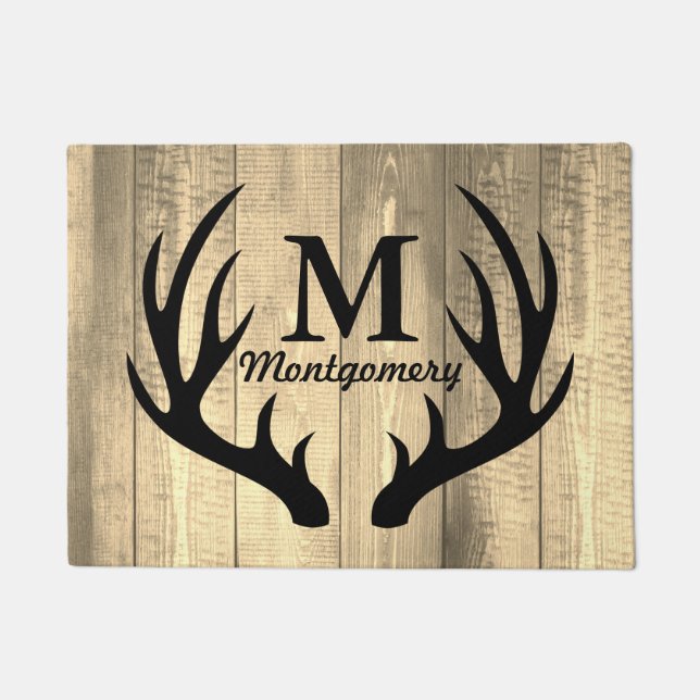 Paillasson Les Antlers de Cerfs Noirs Barn Bois Planks - Pers (Devant)