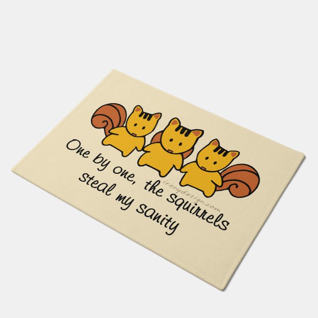 Paillasson Les écureuils volent ma santé mentale Drôle Dit (Incliné)