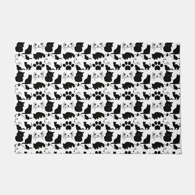 PAILLASSON LES MOTIFS DE CHATS NOIRS (Devant)