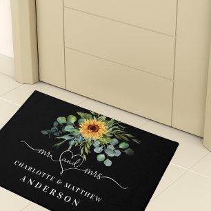 Paillasson Les noms verts de tournesol noir eucalyptus m. mrs