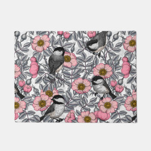 Paillasson Les poulets dans la nature rose, rose et gris