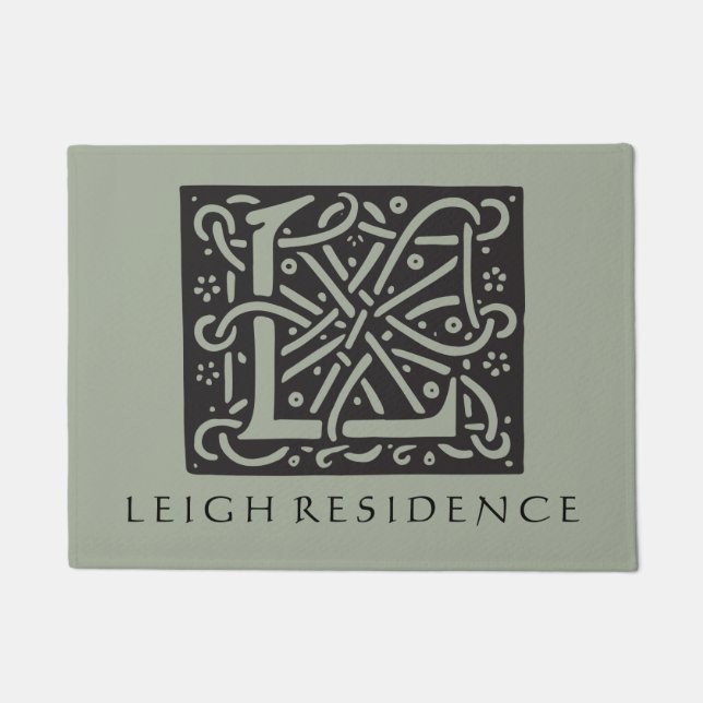 Paillasson Lettre celtique de noeud L monogramme avec le nom (Devant)