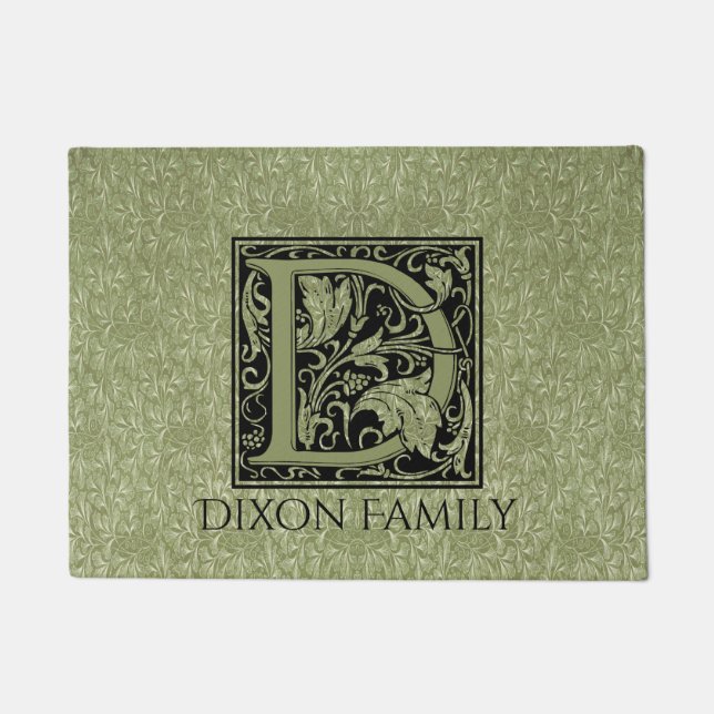 Paillasson Lettre D Première Lettre Monogramme Personnalisé (Devant)