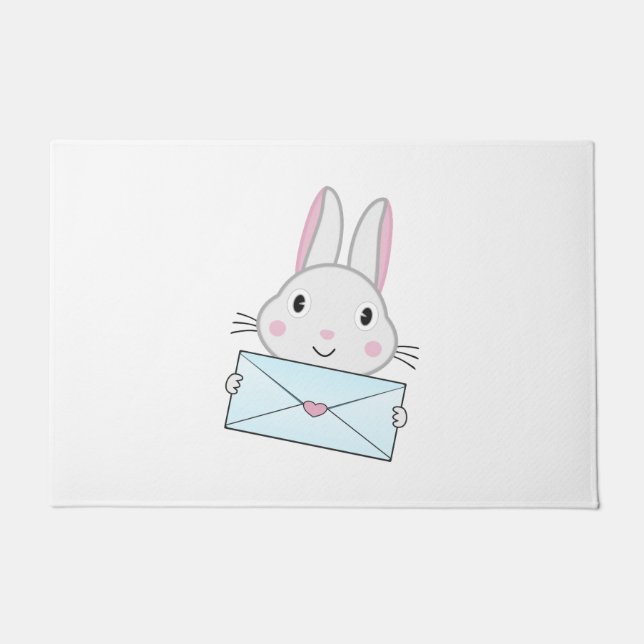 Paillasson Lettre d'amour mignonne et belle lapin tenant (Devant)