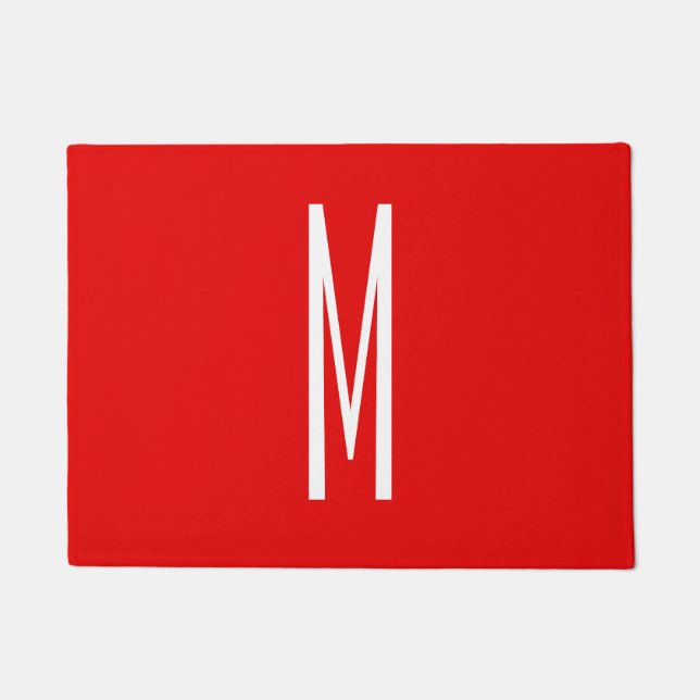 Paillasson Lettre initiale Monogramme Style moderne Rouge Bla (Devant)