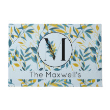 Lettre M or bleu marine Feuille moderne