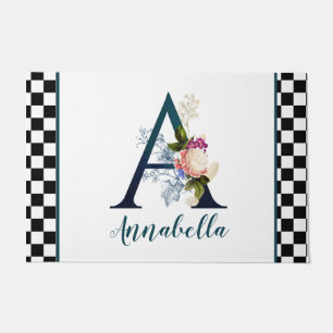 Paillasson LETTRE MONOGRAPHIQUE Florale A fantaisie en carton