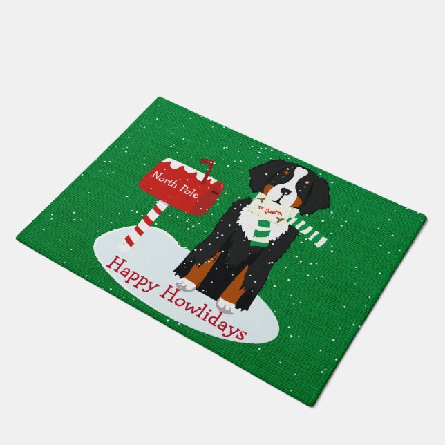 Paillasson Lettre Xmas Bernese Mt Dog personnalisée à Père No (Incliné)