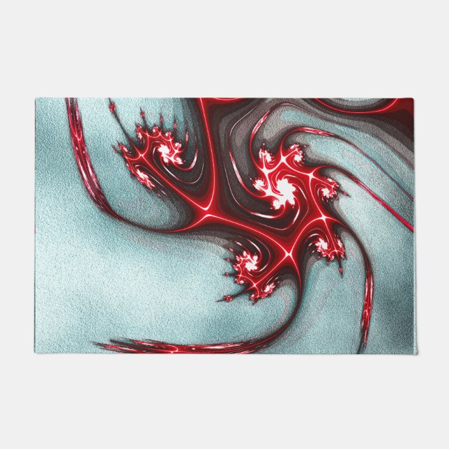 Paillasson Lézard fractal rouge clignotant sur texture molle  (Devant)