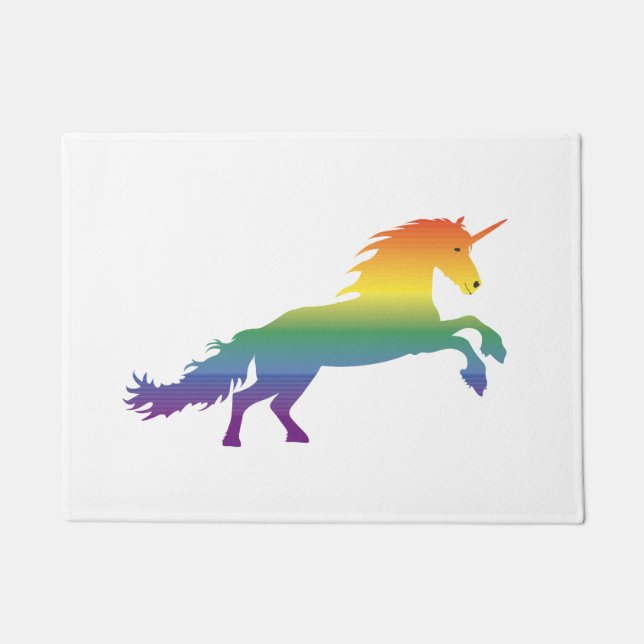 Paillasson Lgbt de licorne d'arc-en-ciel (Devant)