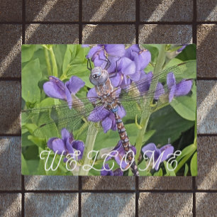 Paillasson Libellule Darner aux Yeux Bleus sur Fleurs Bienven