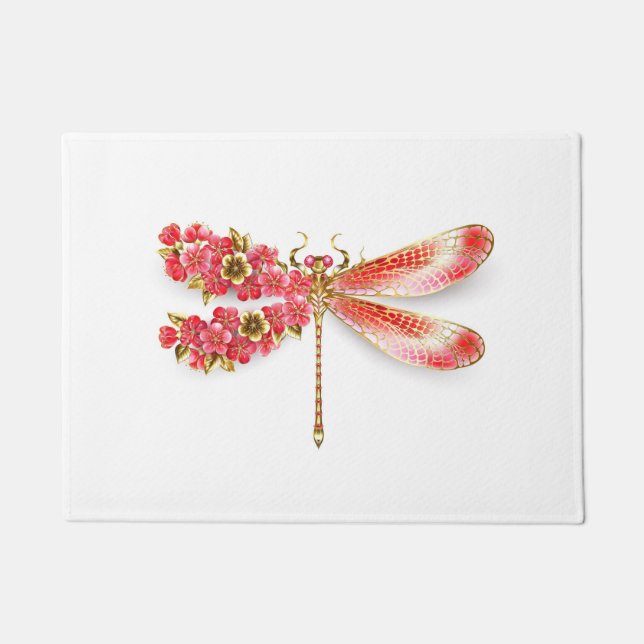 Paillasson libellule de fleurs avec sakura de bijoux (Devant)