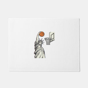 Paillasson Liberté Basketball Dunk Dessin de gravure vintage_