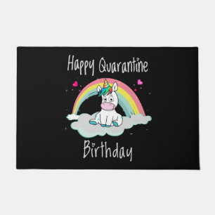 Paillasson Licorne d'anniversaire de quarantaine arc-en-ciel