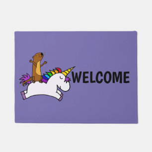 Paillasson Licorne drôle de vol d'équitation de loutre de m