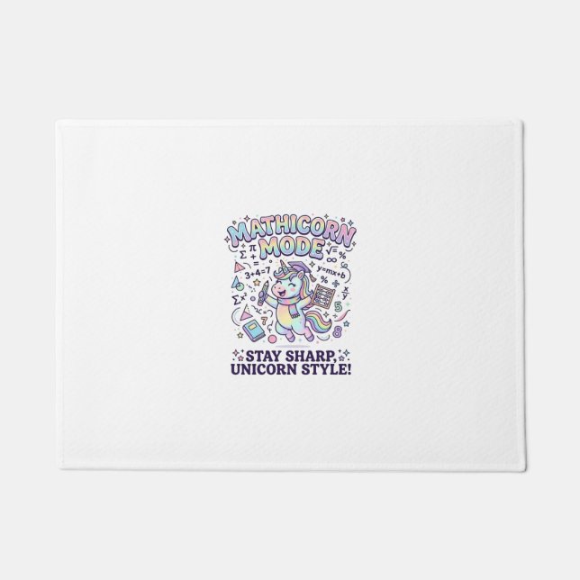 Paillasson Licorne Mathicorne Mode Charmant Fond Blanc D (Devant)