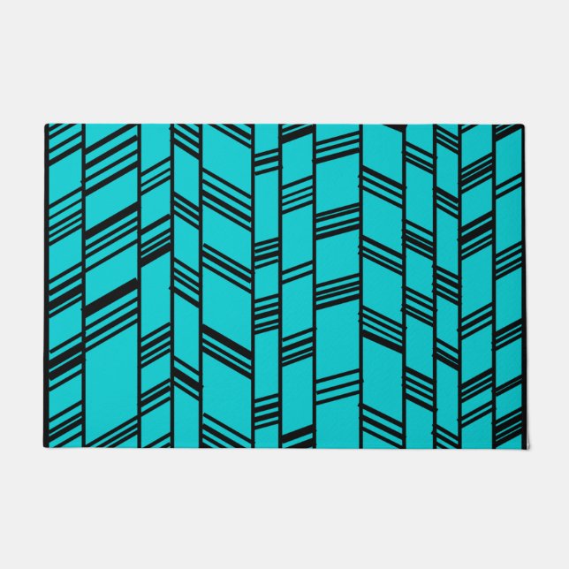 Paillasson Lignes Art Déco Bleu (Devant)