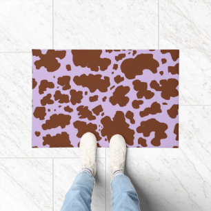 Paillasson Lilac Purple moderne et peau Brown de vache Imprim