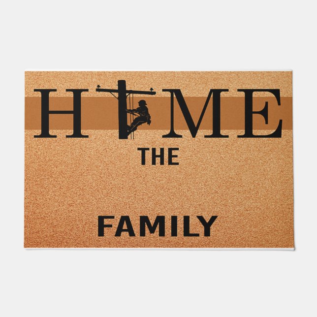 Paillasson Lineman Home Doormat, Famille Lineman personnalisé (Devant)