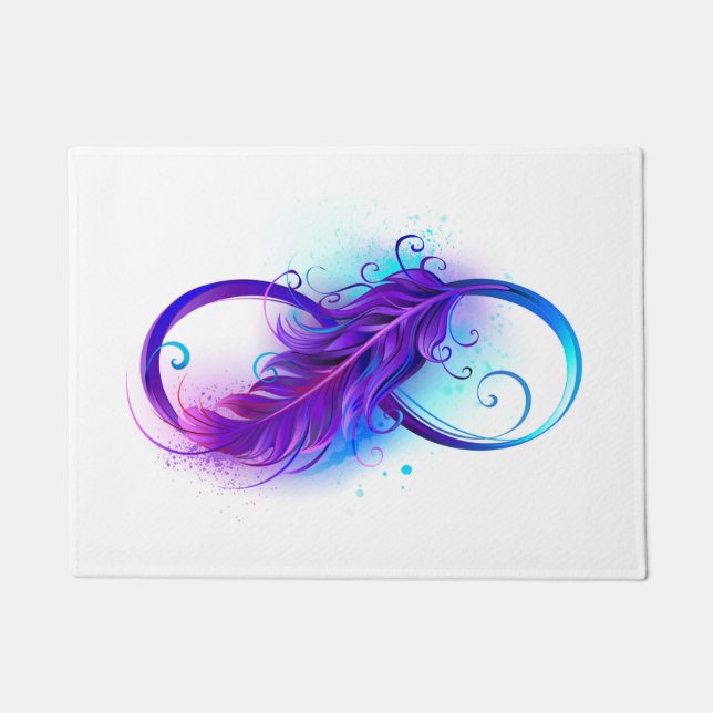 Paillasson L'infini avec plume violette (Devant)