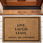 Paillasson Live Lauder Leave Custom Introvert Funny Doormat<br><div class="desc">Bienvenue aux clients avec un sourire avant même qu'ils ne pénètrent à l'intérieur ! Le matelas à plateau-coussin "Live, Laugh, Leave" offre une touche ludique sur un accueil classique, parfait pour tous ceux qui aiment bien rire. Ce tapis de portes est personnalisable, vous permettant d'ajouter une touche personnelle qui le...</div>