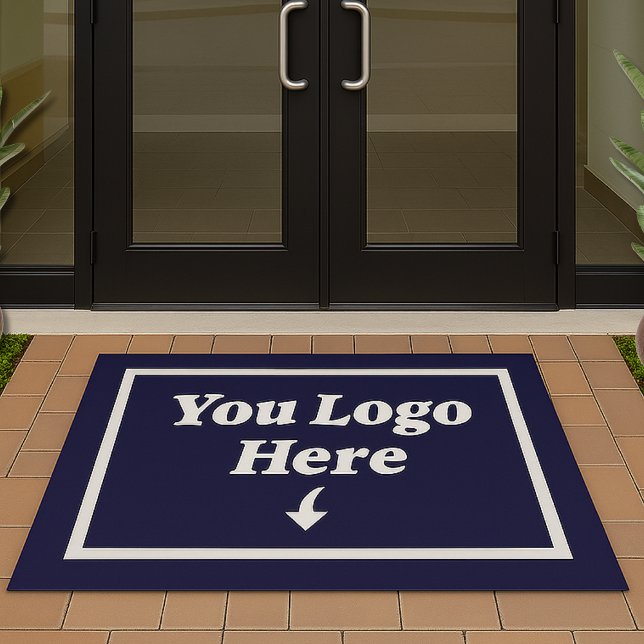 Paillasson Logo de l'entreprise Solid Navy Blue Business (Créateur téléchargé)