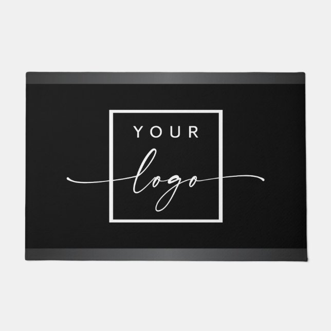 Paillasson Logo personnalisé noir gris foncé bordures affaire (Devant)