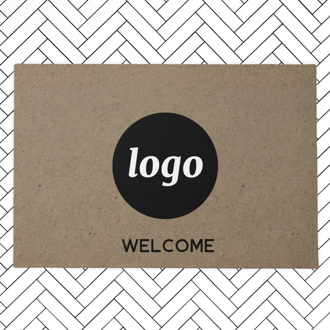 Paillasson Logo Simple Avec Format Texte Business Welcome Doo (Logo and custom text business promotional doormat)