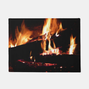 Paillasson Logs dans la cheminée Photographie de feu chaud