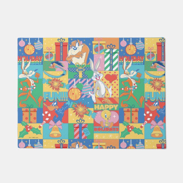 Paillasson LOONEY TUNES™ | Joyeuses fêtes Motif de Noël (Devant)