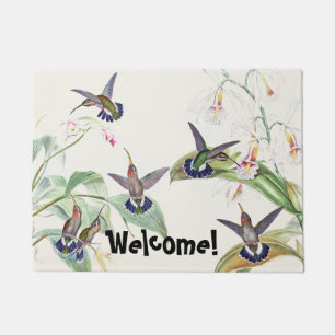 Paillasson L'orchidée de faune d'oiseaux de colibri fleurit