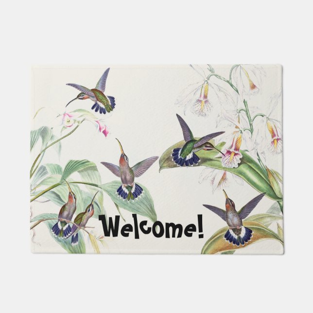 Paillasson L'orchidée de faune d'oiseaux de colibri fleurit (Devant)