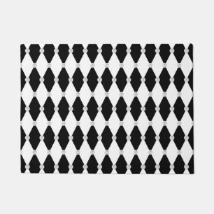 Paillasson Losange forme de diamant noir et blanc Harlequin
